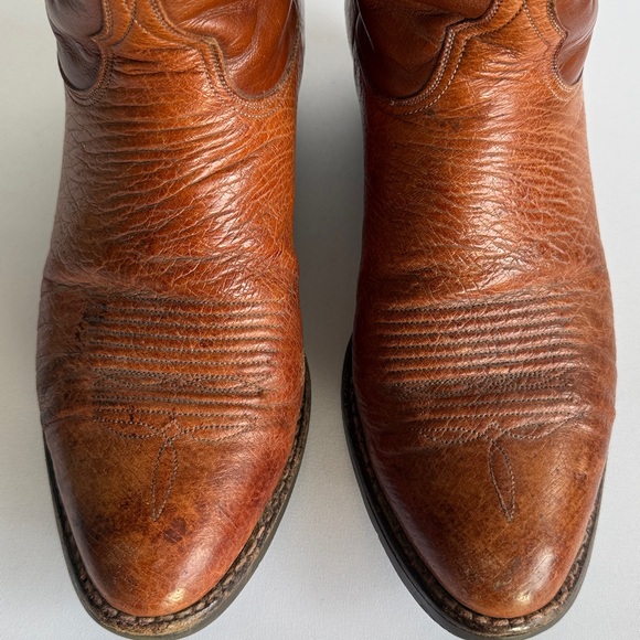 Vintage Lucchese Brown Leather Cowboy Boots - Picture 6 of 13